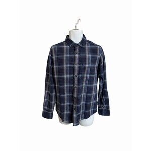 NWT Eddie Bauer Men's S 100% Cotton Flannel Shirt Insignia Blue Canyon Plaid NEW